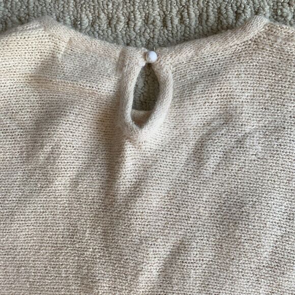 Andrea Gayle Embroidery Silk Pullover Sweater S Angora Lambwool Blush Cream VTG - Picture 5 of 7